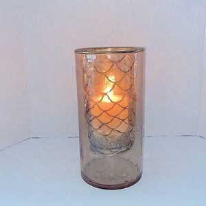 Large Glass & Metal Gold Candle Holder